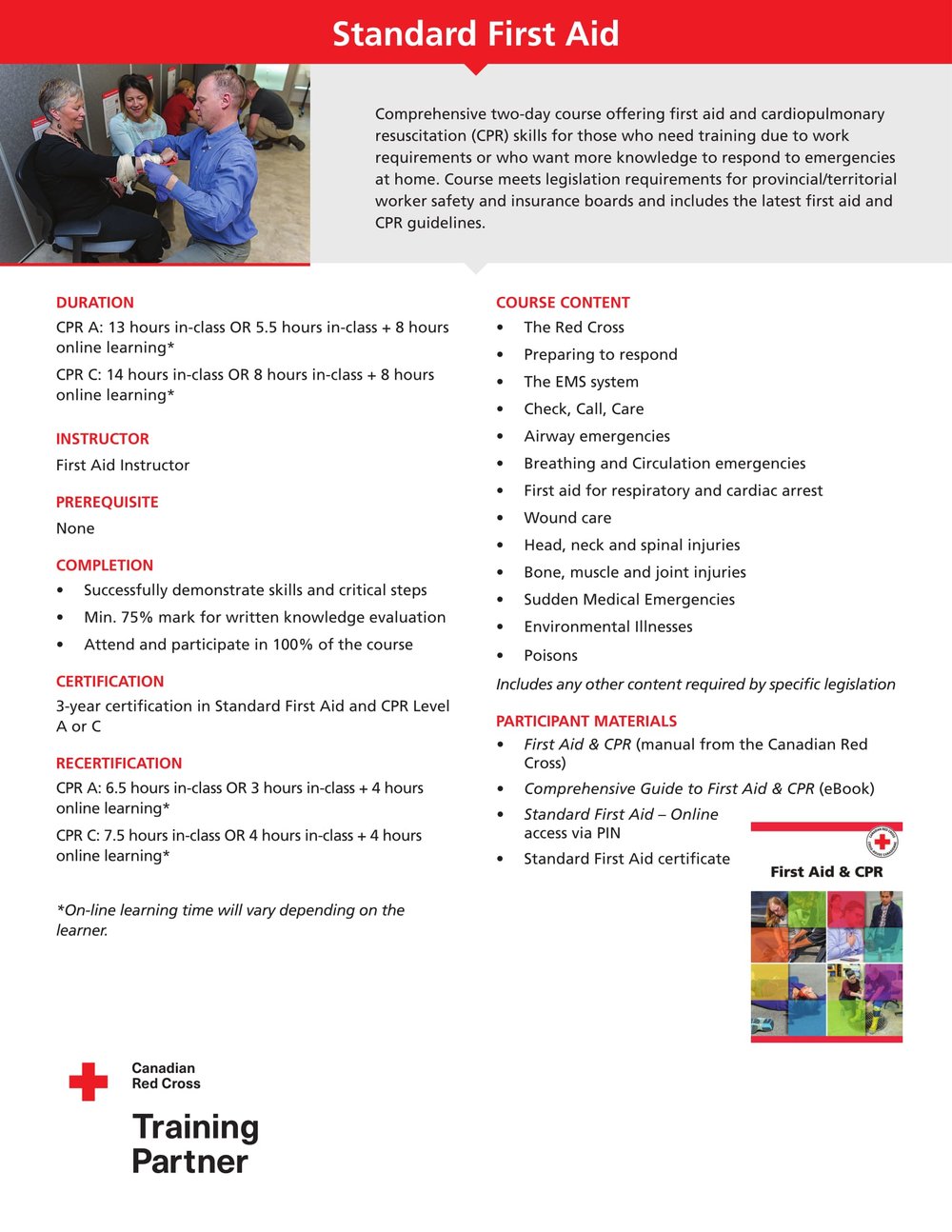 first aid at work course outline